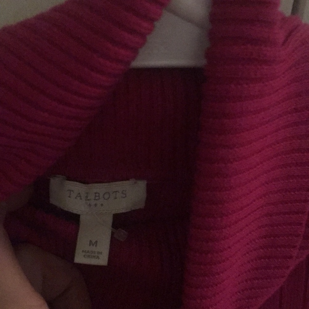 Talbots Ribbed Turtleneck, Raspberry, Size Medium. - image 3